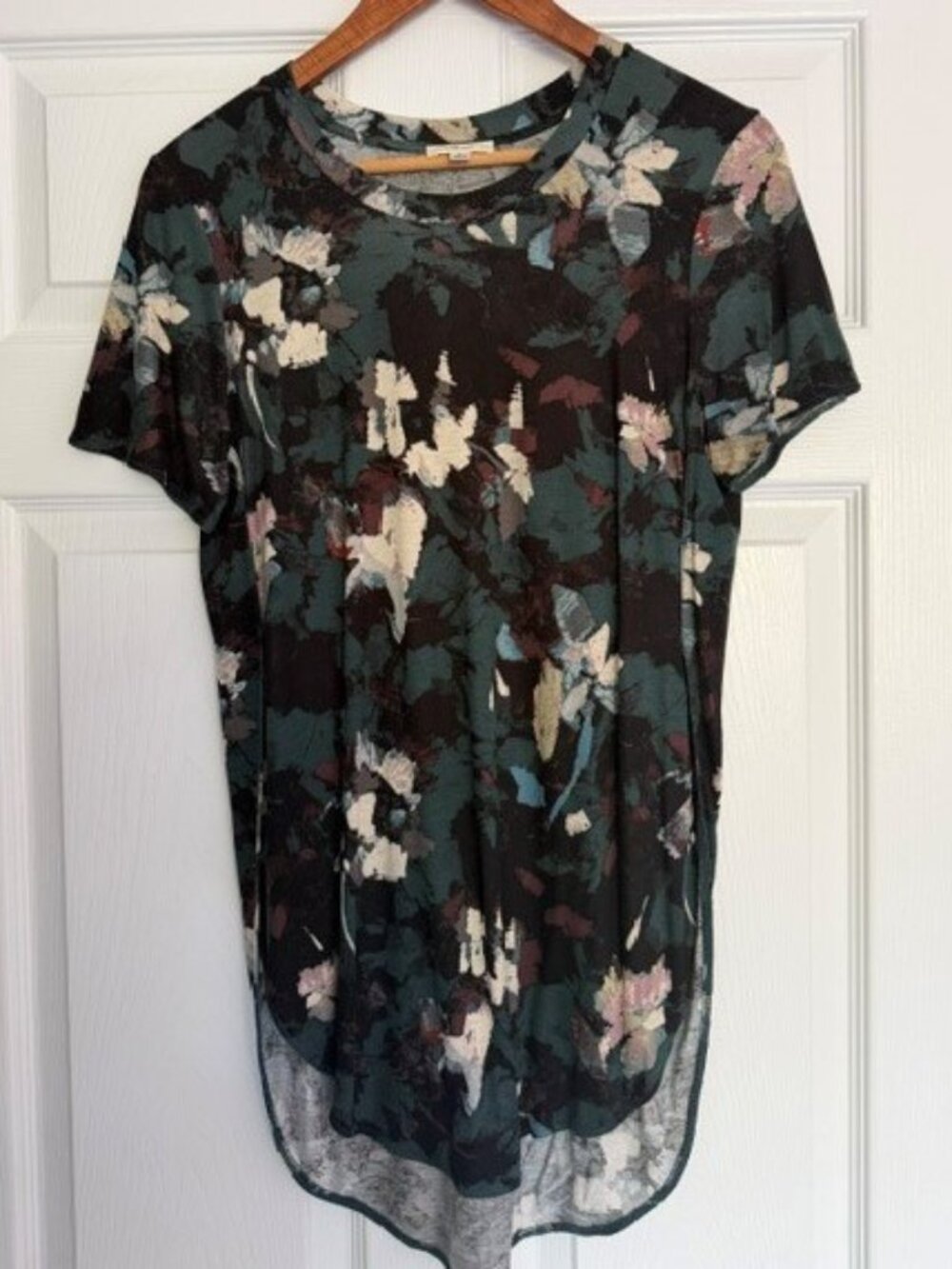 Artizia Wilfred Floral Print Tunic Top Black Blue Size XS
